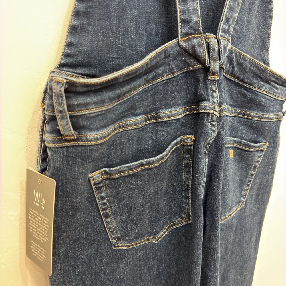 🆕 Wash Lab Blue Rain Denim Wide Leg Open Back Overalls, New with Tags, Medium - Picture 7 of 8